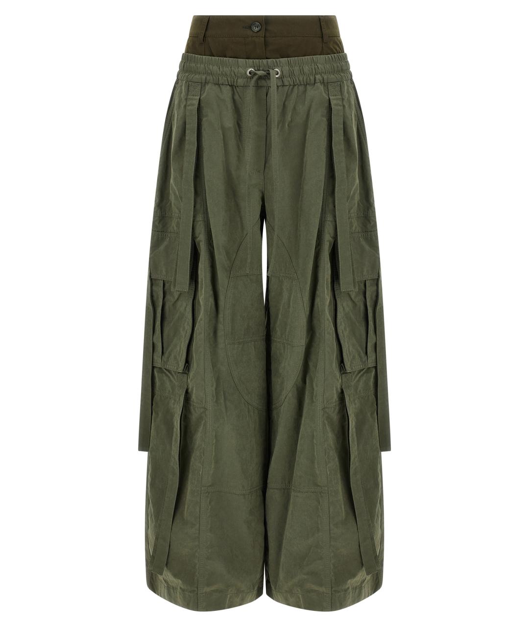 DOLCE&GABBANA Хаки хлопковые прямые брюки, фото 1