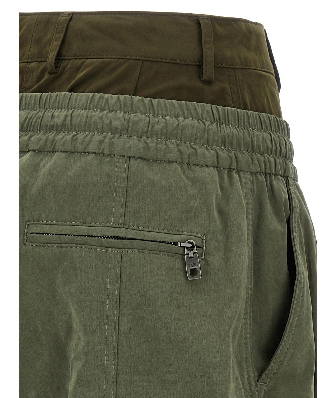 DOLCE&GABBANA Хаки хлопковые прямые брюки, фото 4