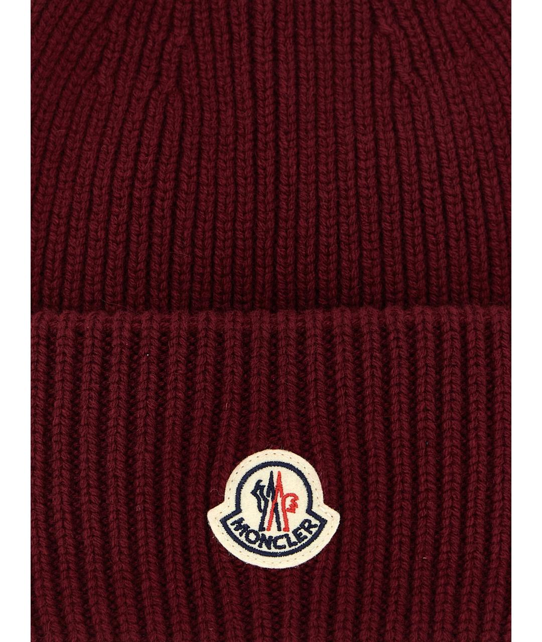 MONCLER Бордовая шерстяная шапка, фото 3