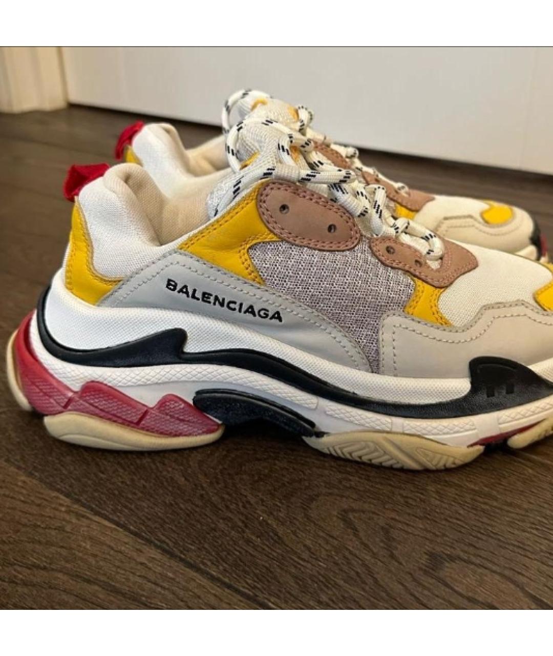 BALENCIAGA Бежевые кожаные кроссовки, фото 3