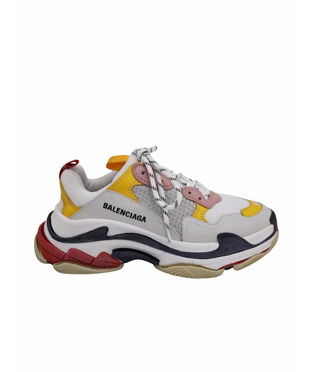 BALENCIAGA Бежевые кожаные кроссовки, фото 1