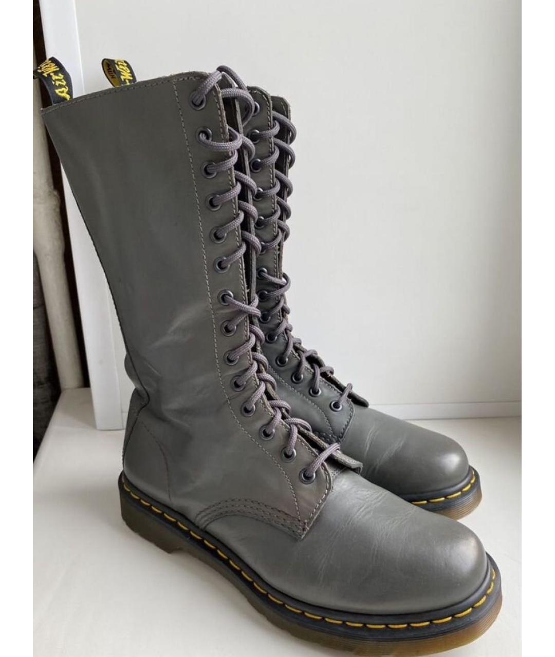 DR. MARTENS Серые кожаные ботинки, фото 8