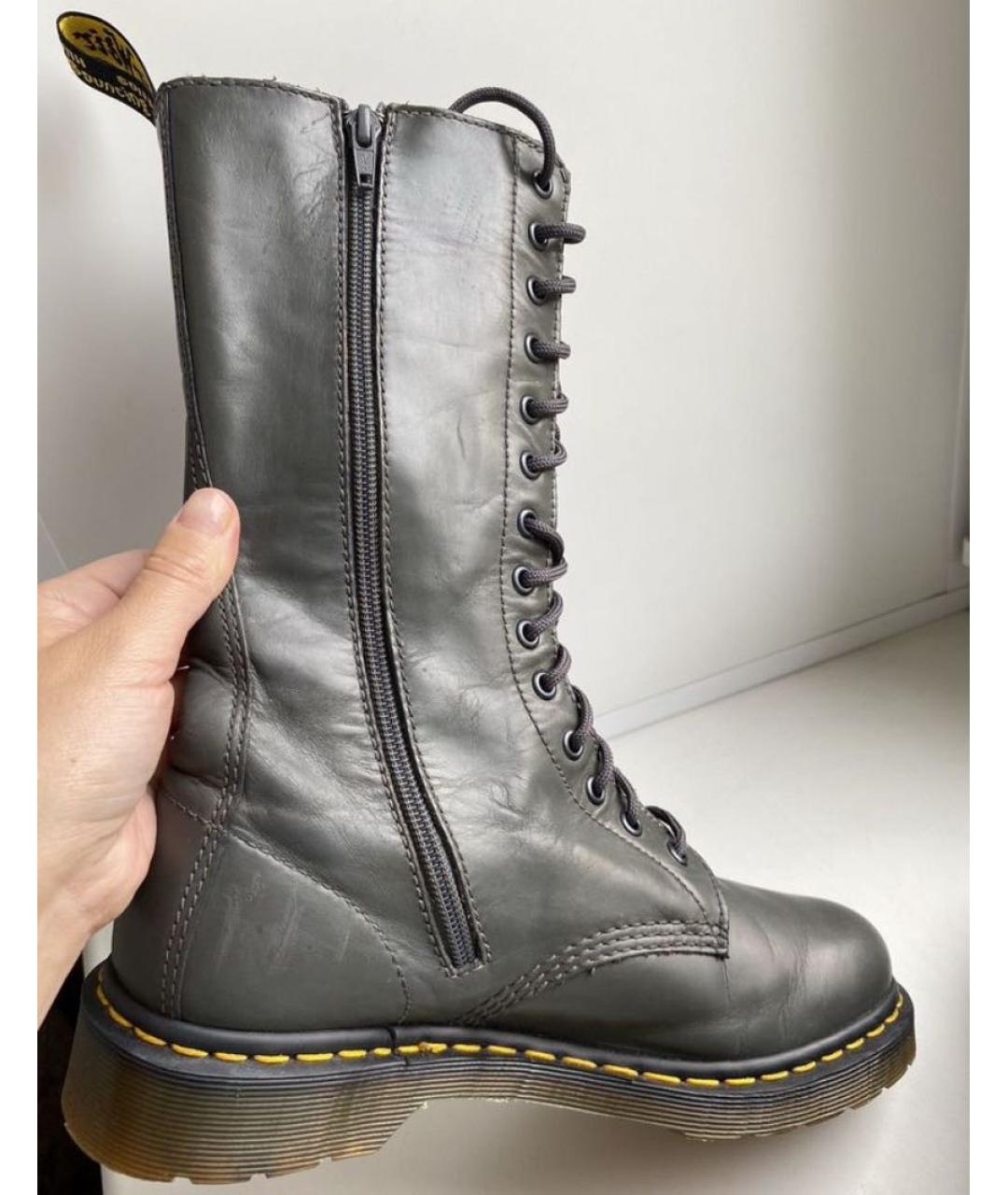 DR. MARTENS Серые кожаные ботинки, фото 3