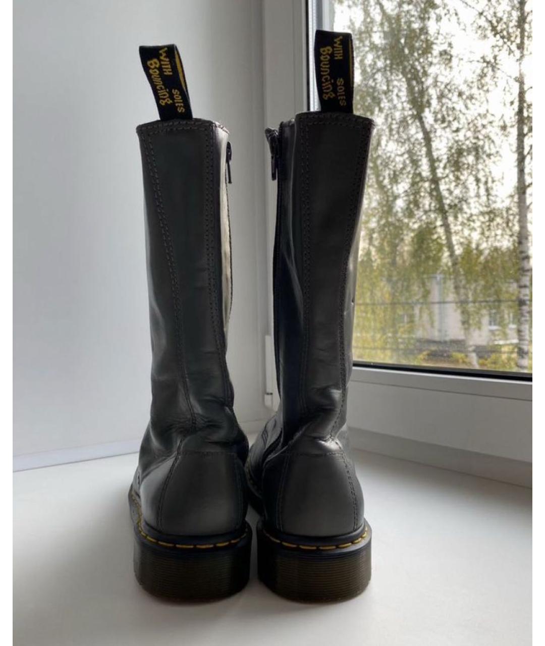 DR. MARTENS Серые кожаные ботинки, фото 4