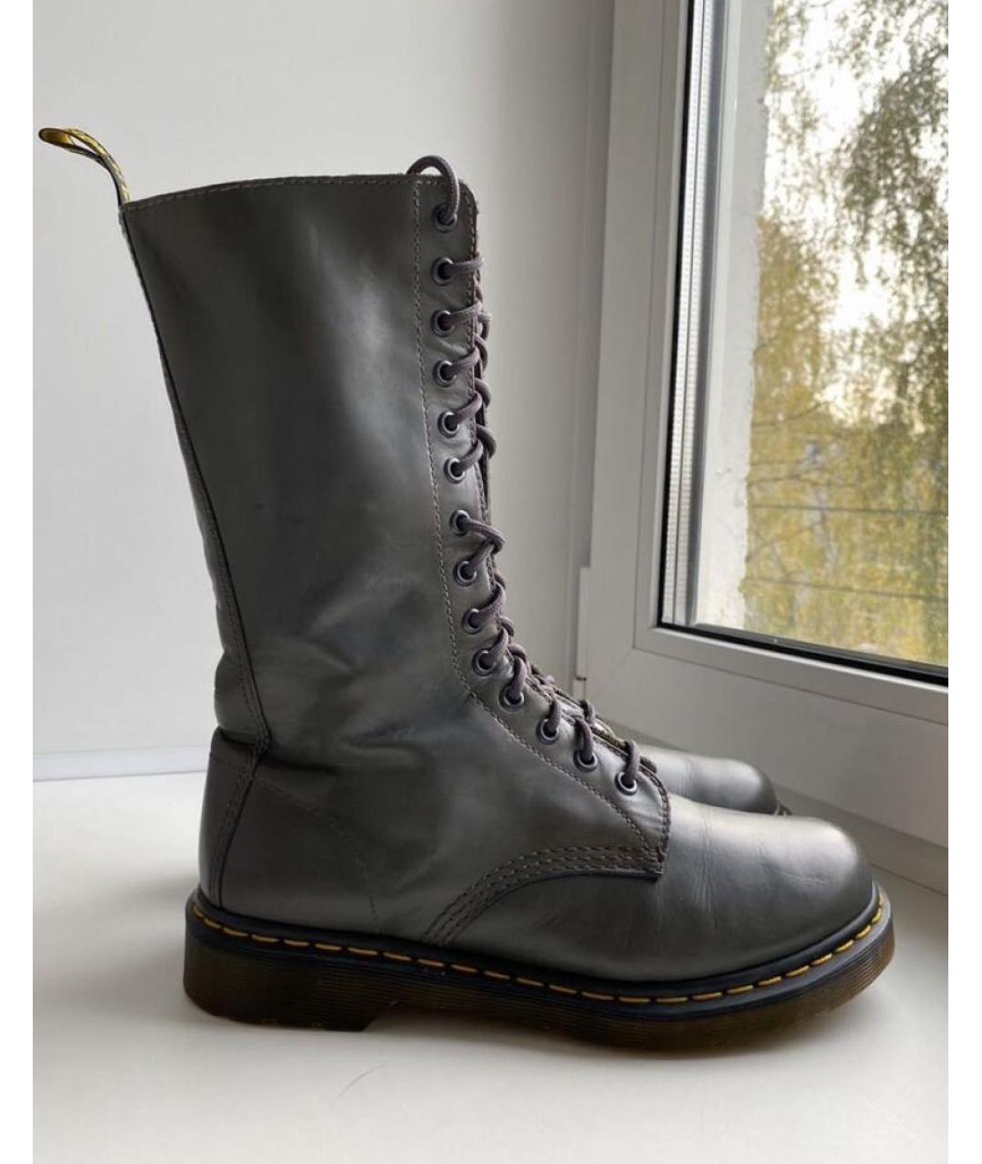 DR. MARTENS Серые кожаные ботинки, фото 9