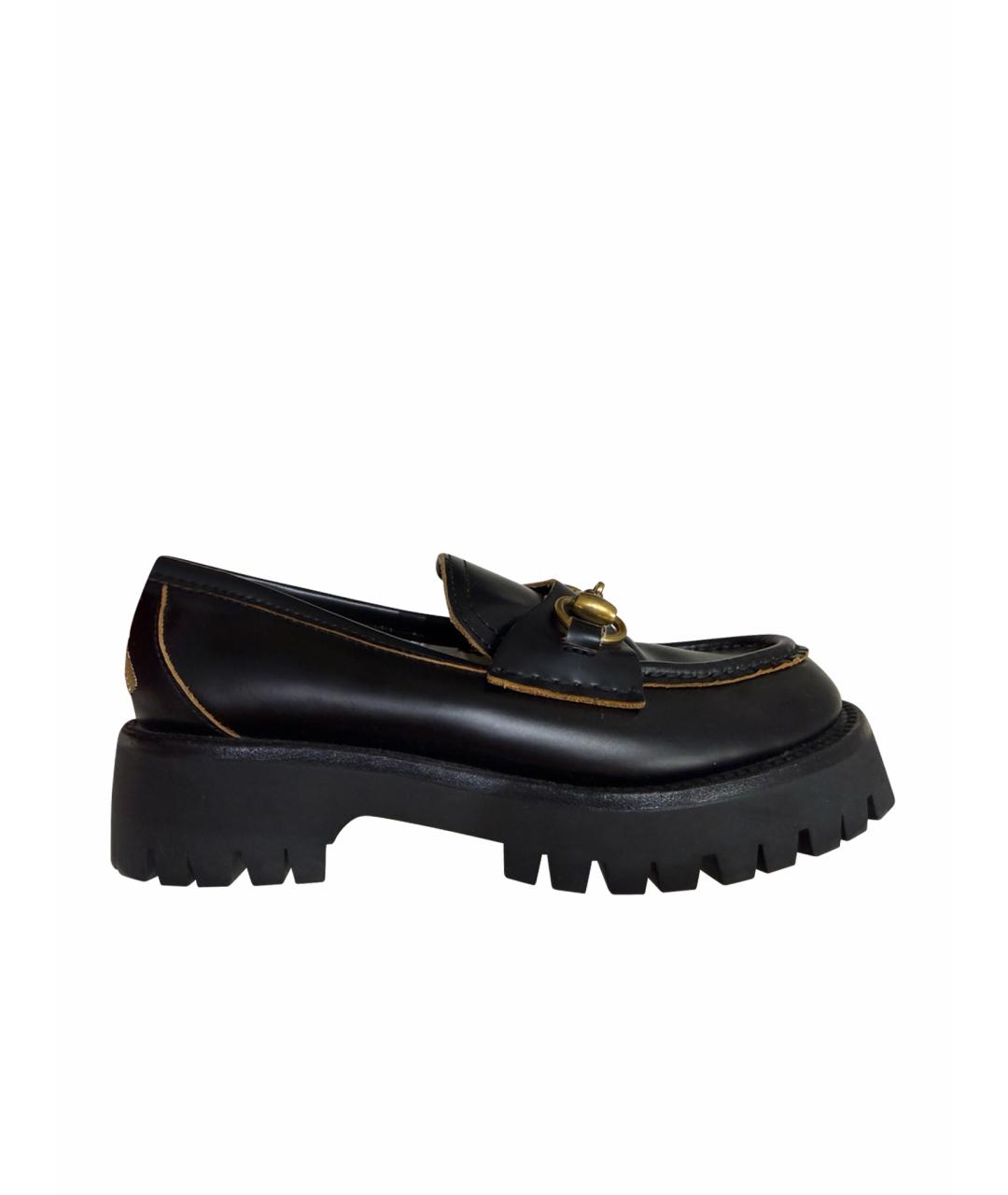 GUCCI Черные кожаные лоферы, фото 1