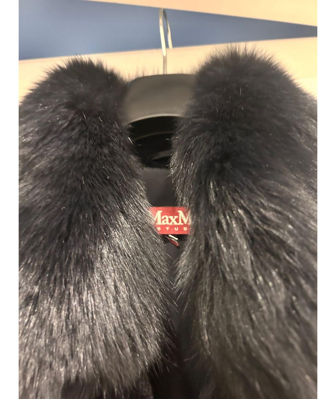 MAX MARA STUDIO Черная меховая шуба, фото 3