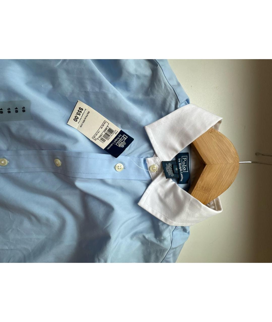 POLO RALPH LAUREN Голубая хлопковая детская рубашка, фото 3