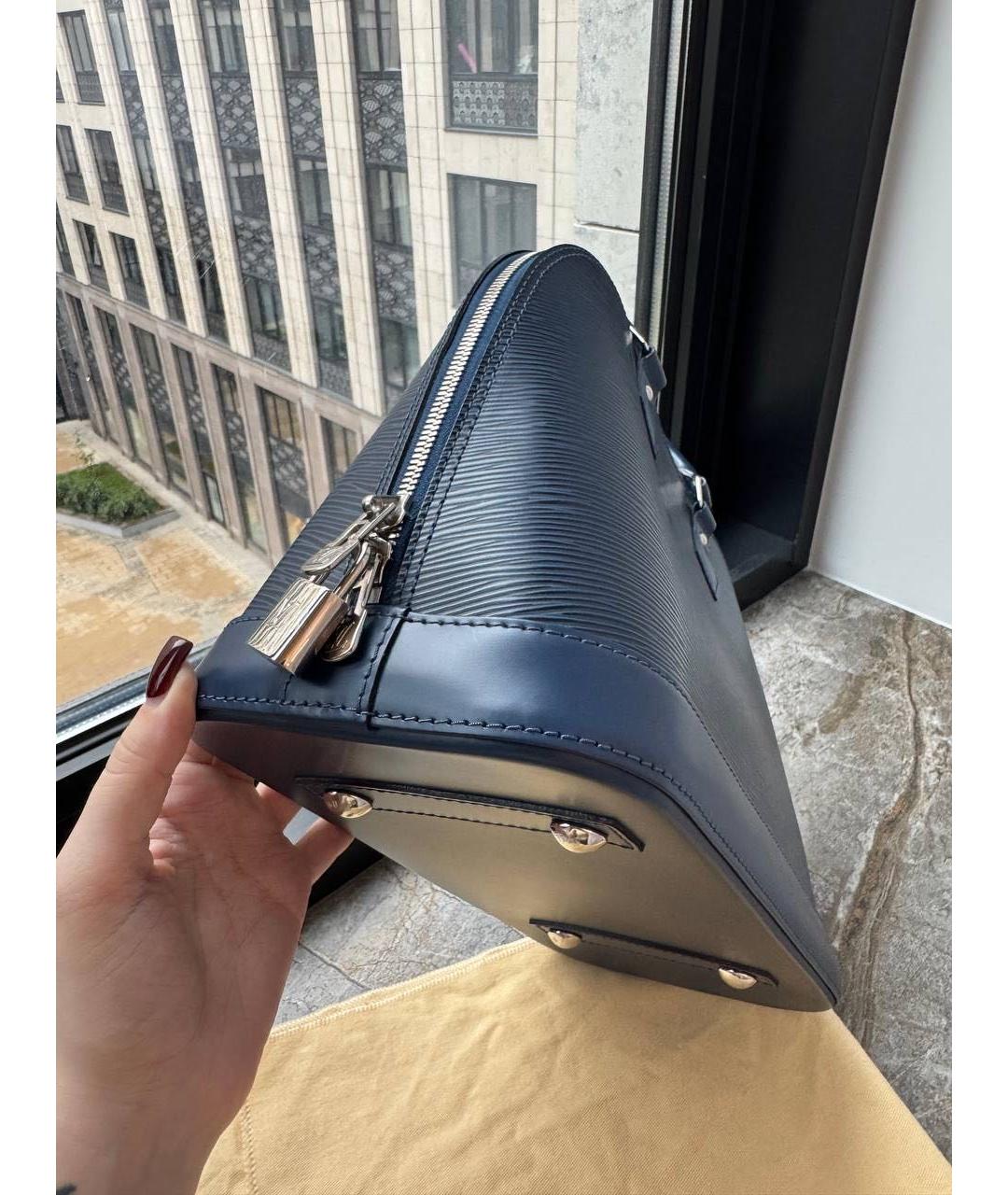 LOUIS VUITTON Темно-синяя кожаная сумка с короткими ручками, фото 2