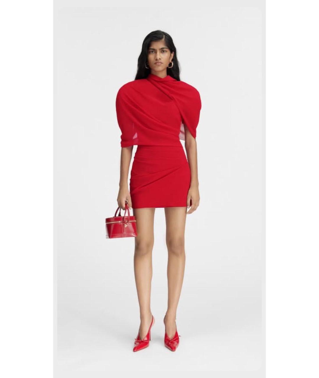 JACQUEMUS Красное полиэстеровое вечернее платье, фото 8