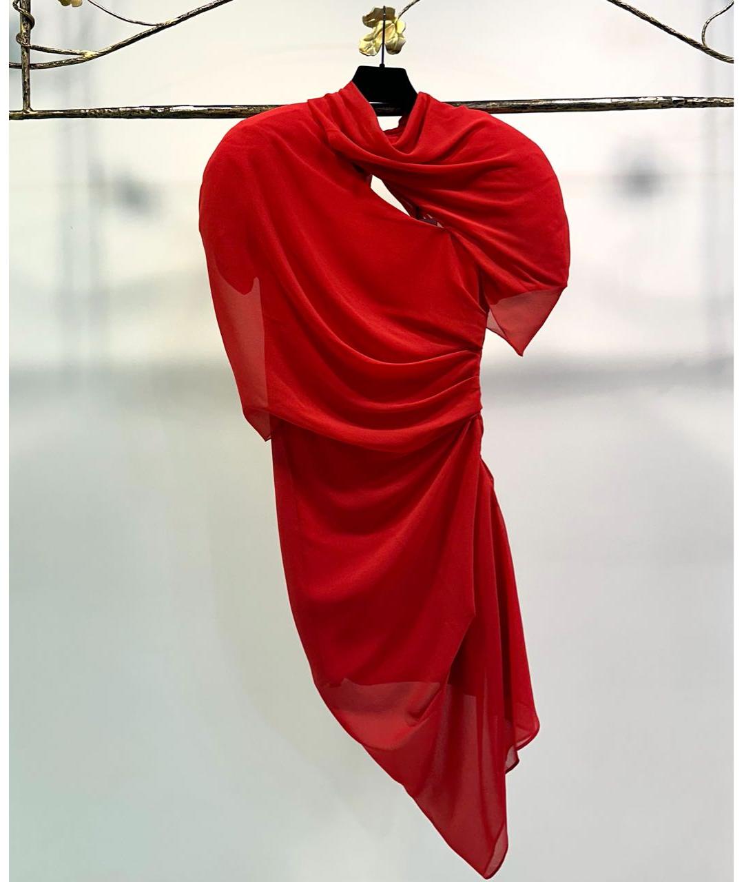 JACQUEMUS Красное полиэстеровое вечернее платье, фото 6