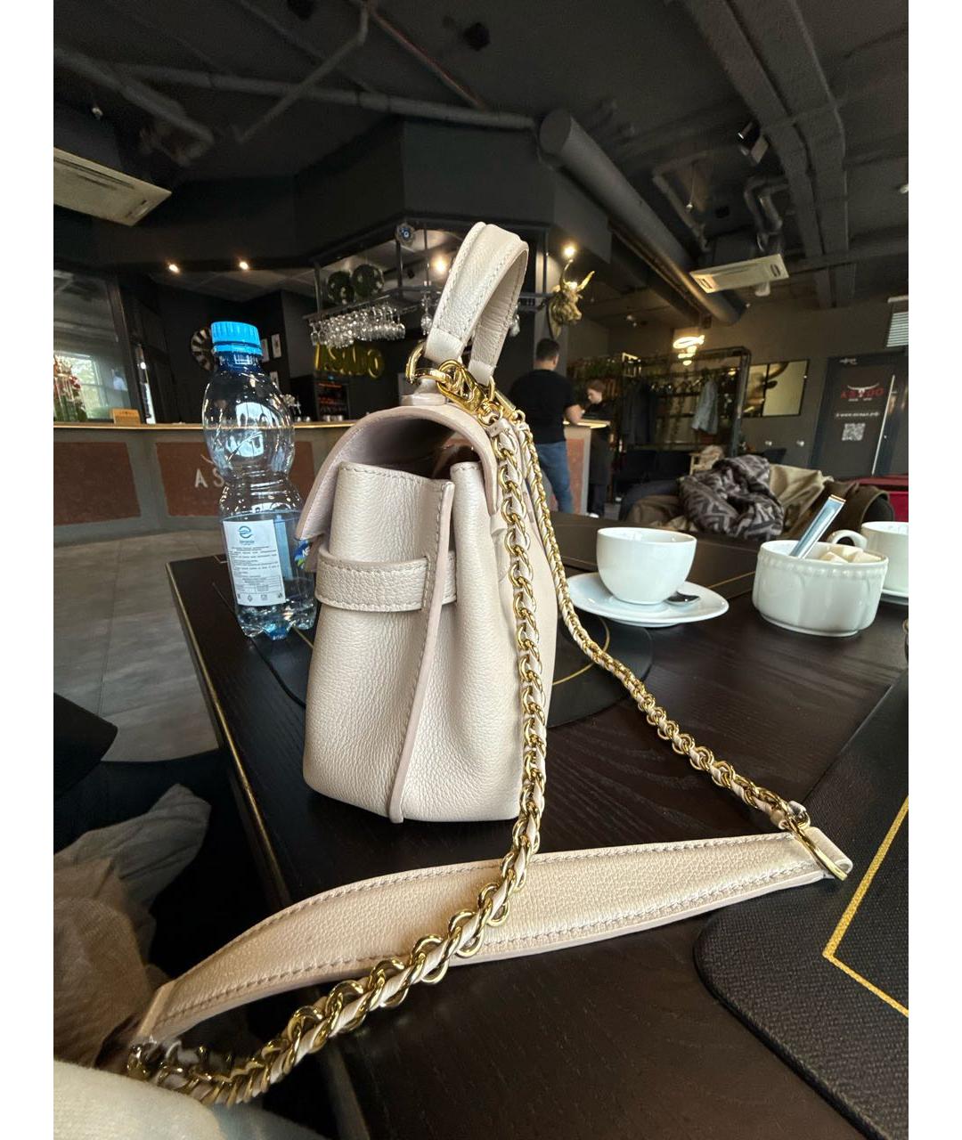 LOUIS VUITTON Бежевая кожаная сумка через плечо, фото 4