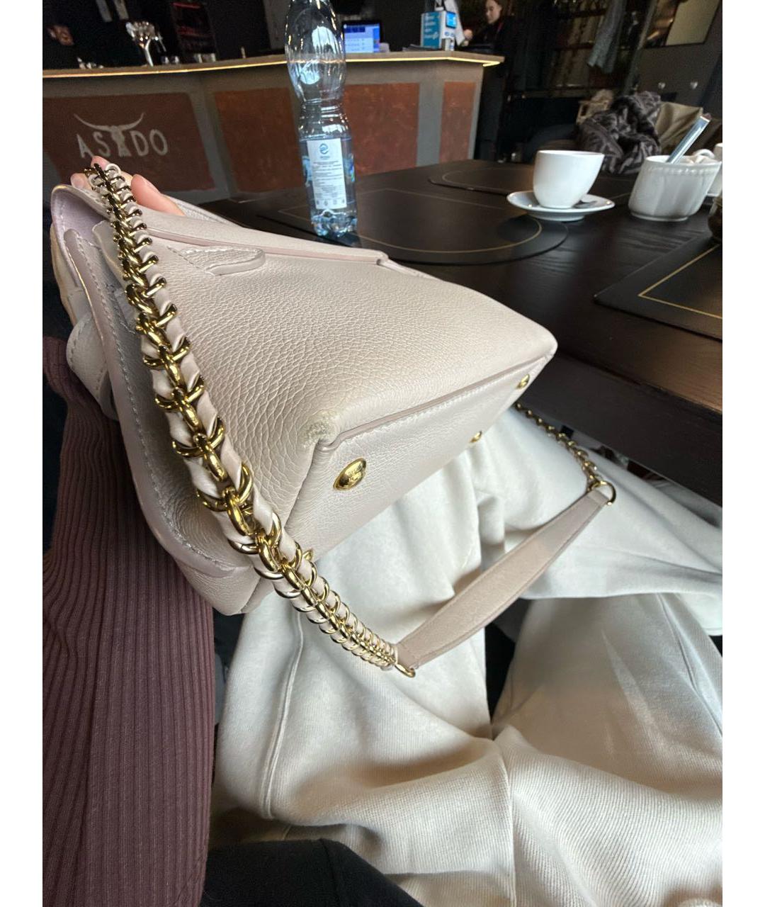 LOUIS VUITTON Бежевая кожаная сумка через плечо, фото 5