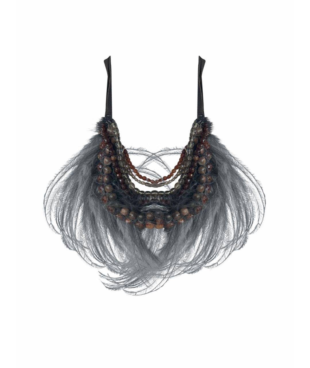 BRUNELLO CUCINELLI Антрацитовое стеклянное колье, фото 1