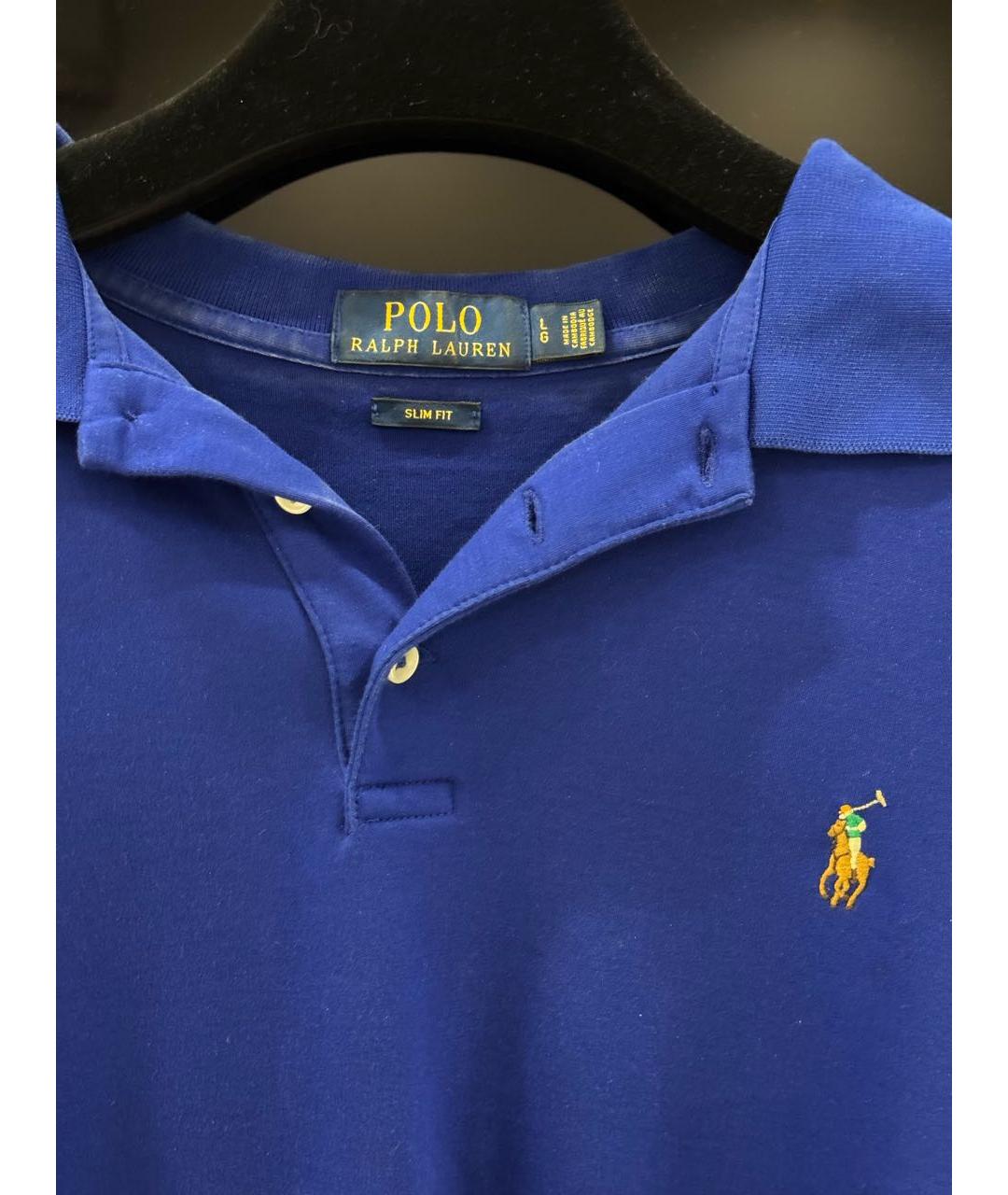 POLO RALPH LAUREN Синее хлопковое поло с коротким рукавом, фото 2