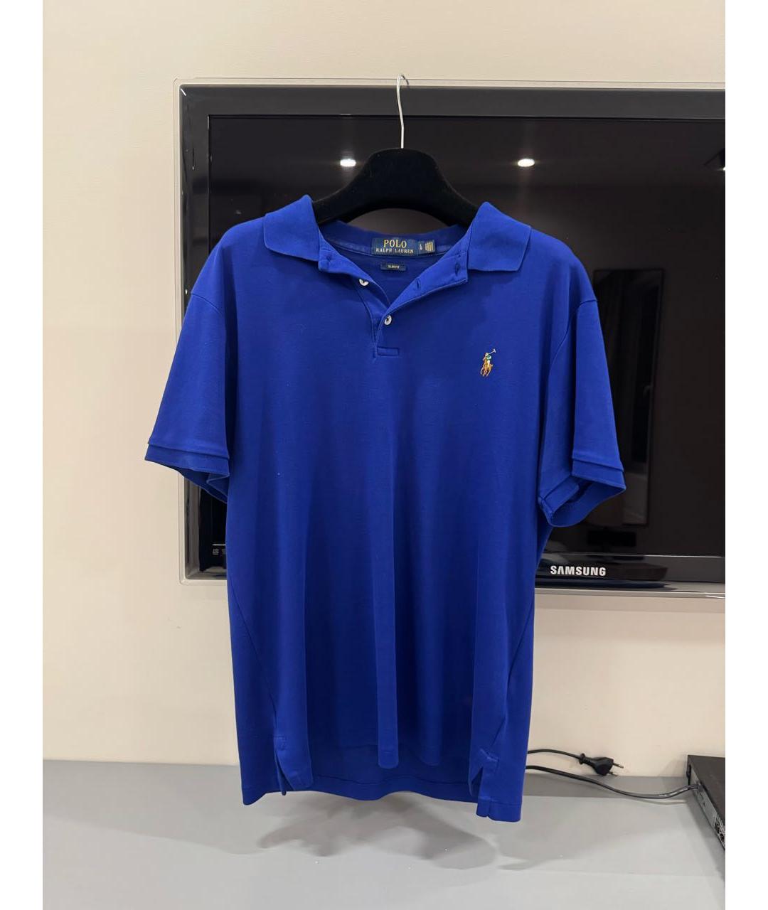 POLO RALPH LAUREN Синее хлопковое поло с коротким рукавом, фото 5