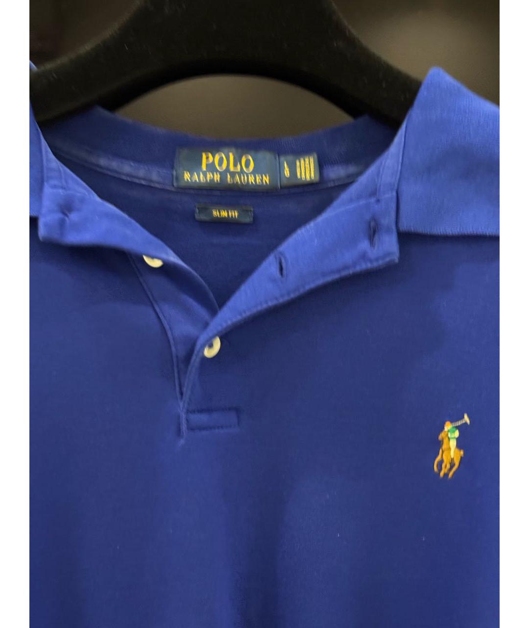 POLO RALPH LAUREN Синее хлопковое поло с коротким рукавом, фото 4