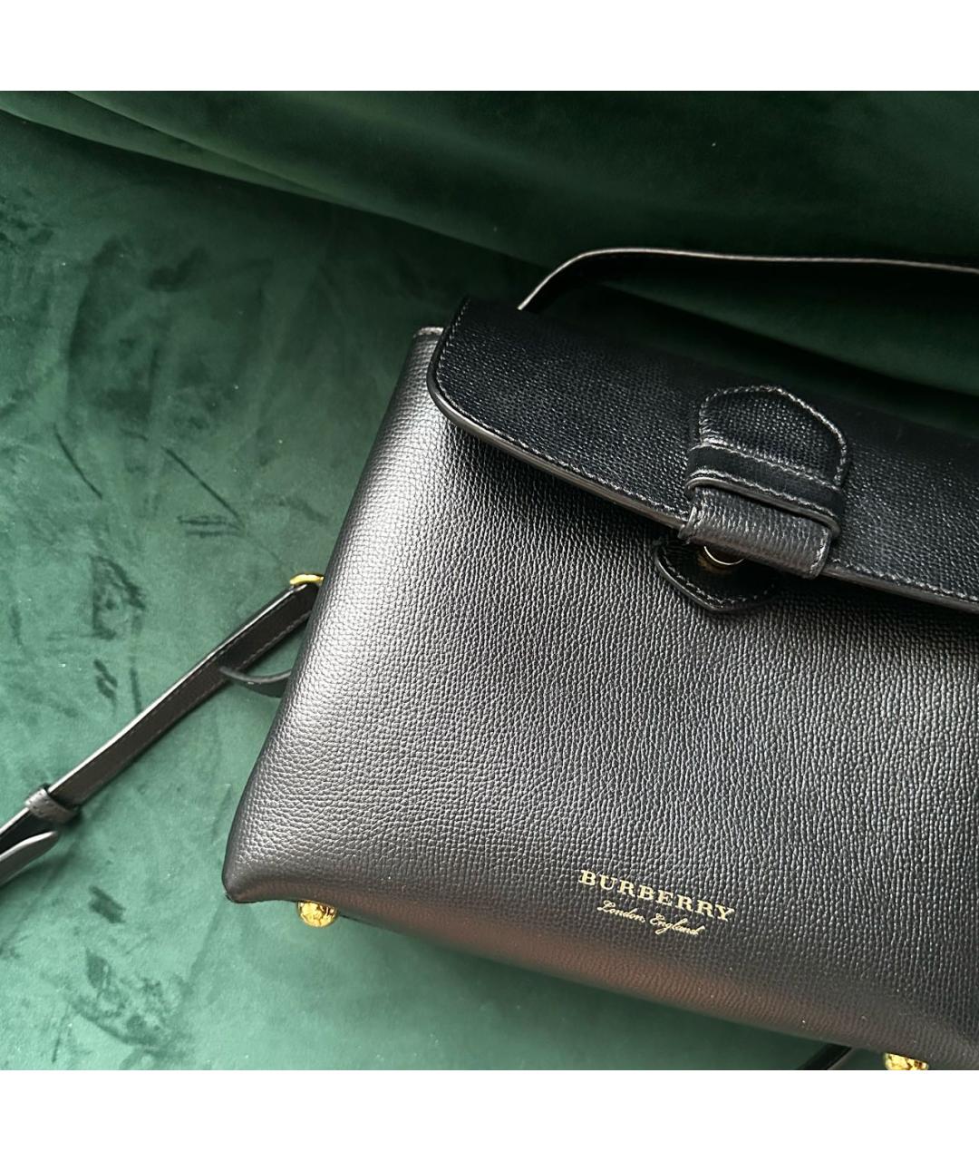 BURBERRY Черная кожаная сумка с короткими ручками, фото 3