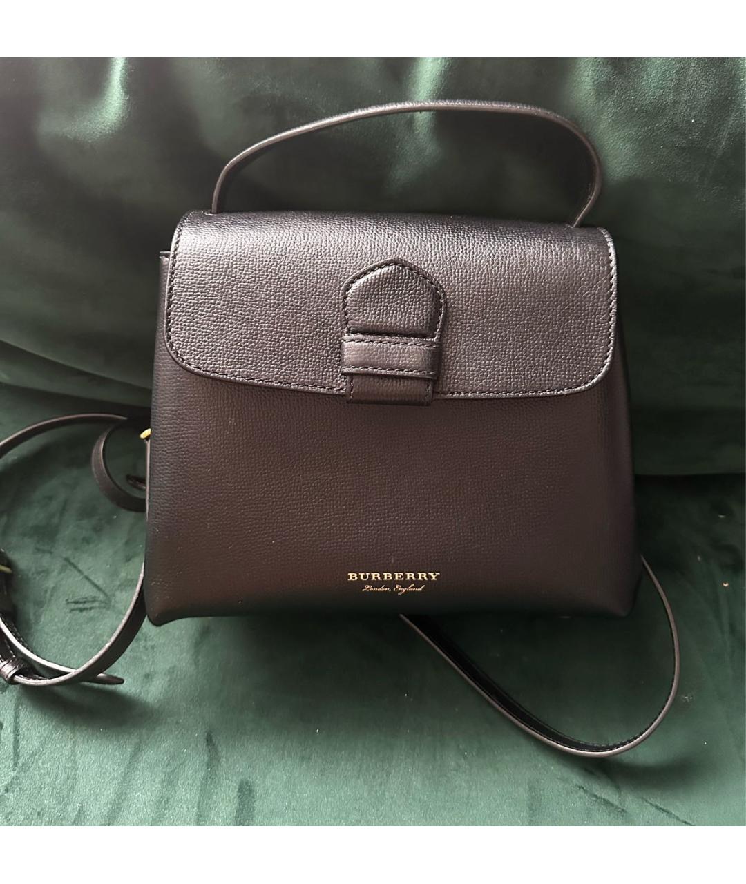 BURBERRY Черная кожаная сумка с короткими ручками, фото 8