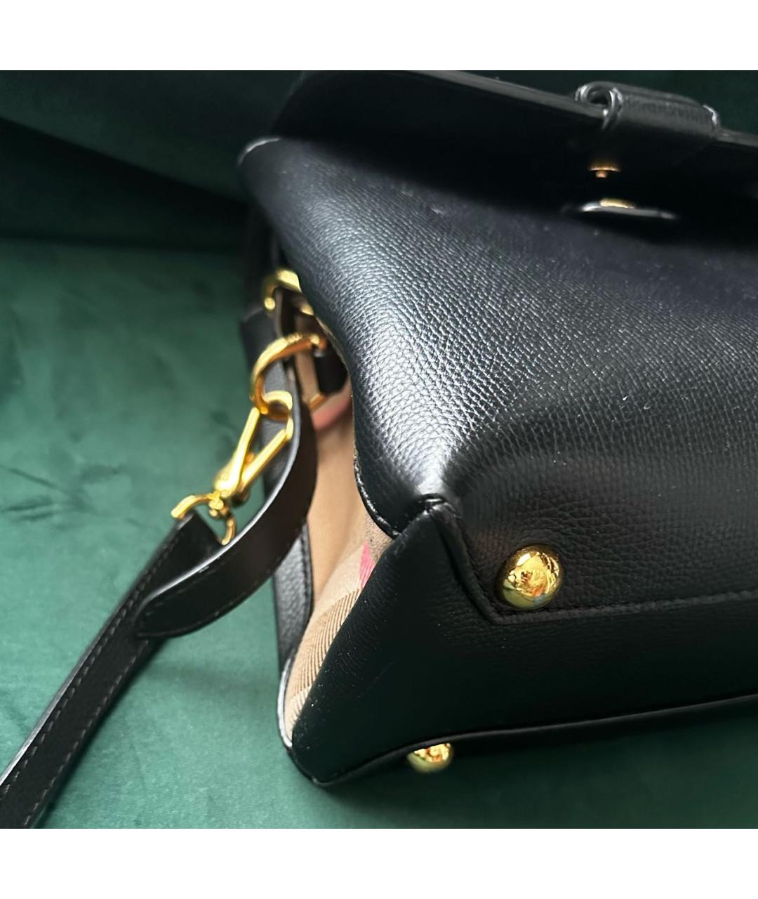 BURBERRY Черная кожаная сумка с короткими ручками, фото 4