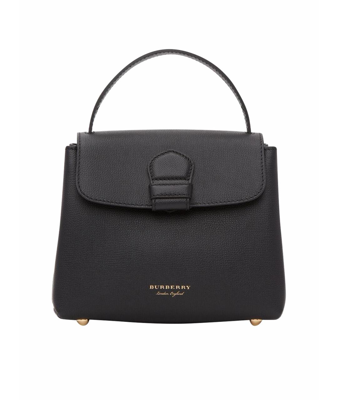 BURBERRY Черная кожаная сумка с короткими ручками, фото 1