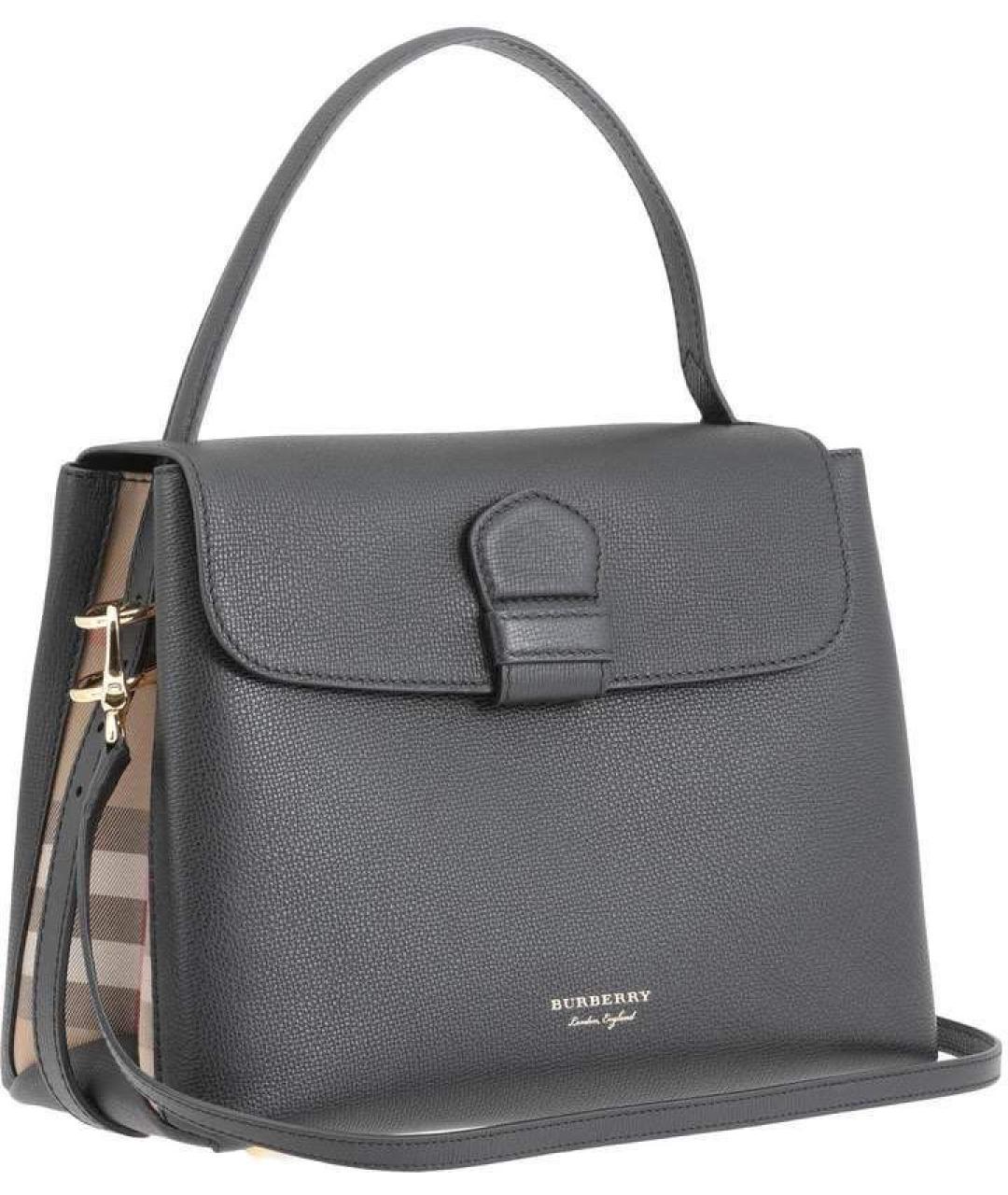 BURBERRY Черная кожаная сумка с короткими ручками, фото 2