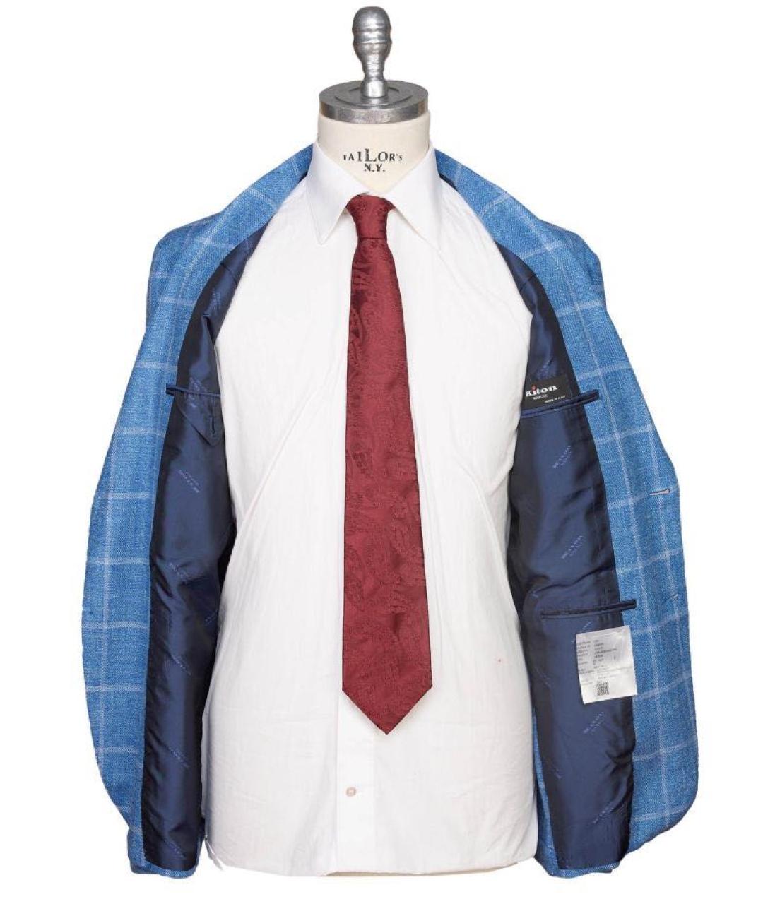 KITON Синий шерстяной пиджак, фото 4