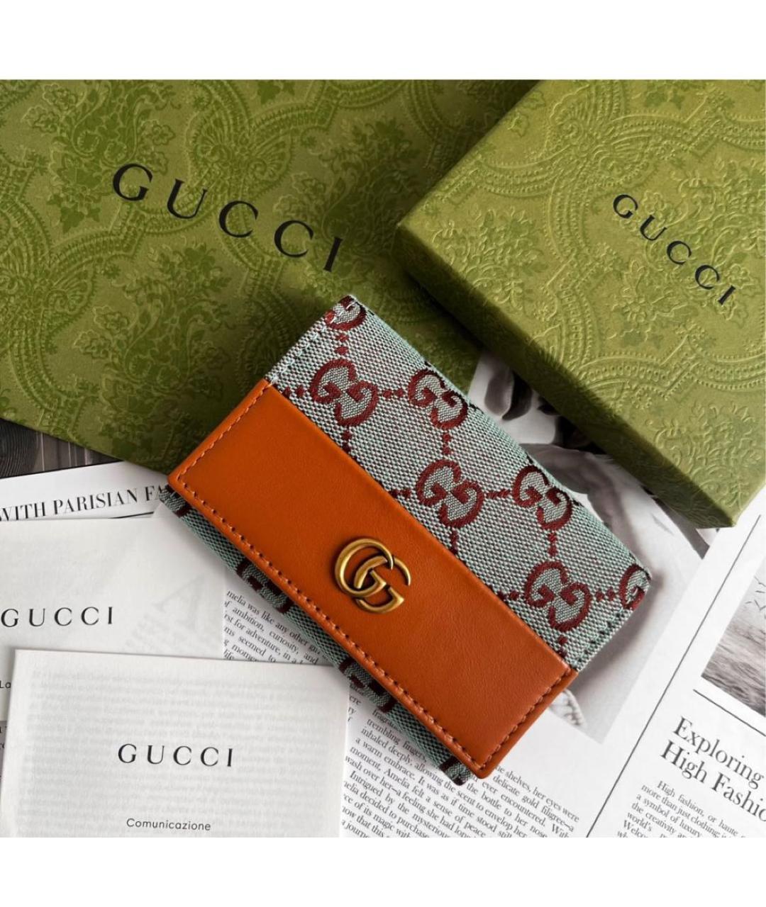 GUCCI Коричневый кожаный кардхолдер, фото 2