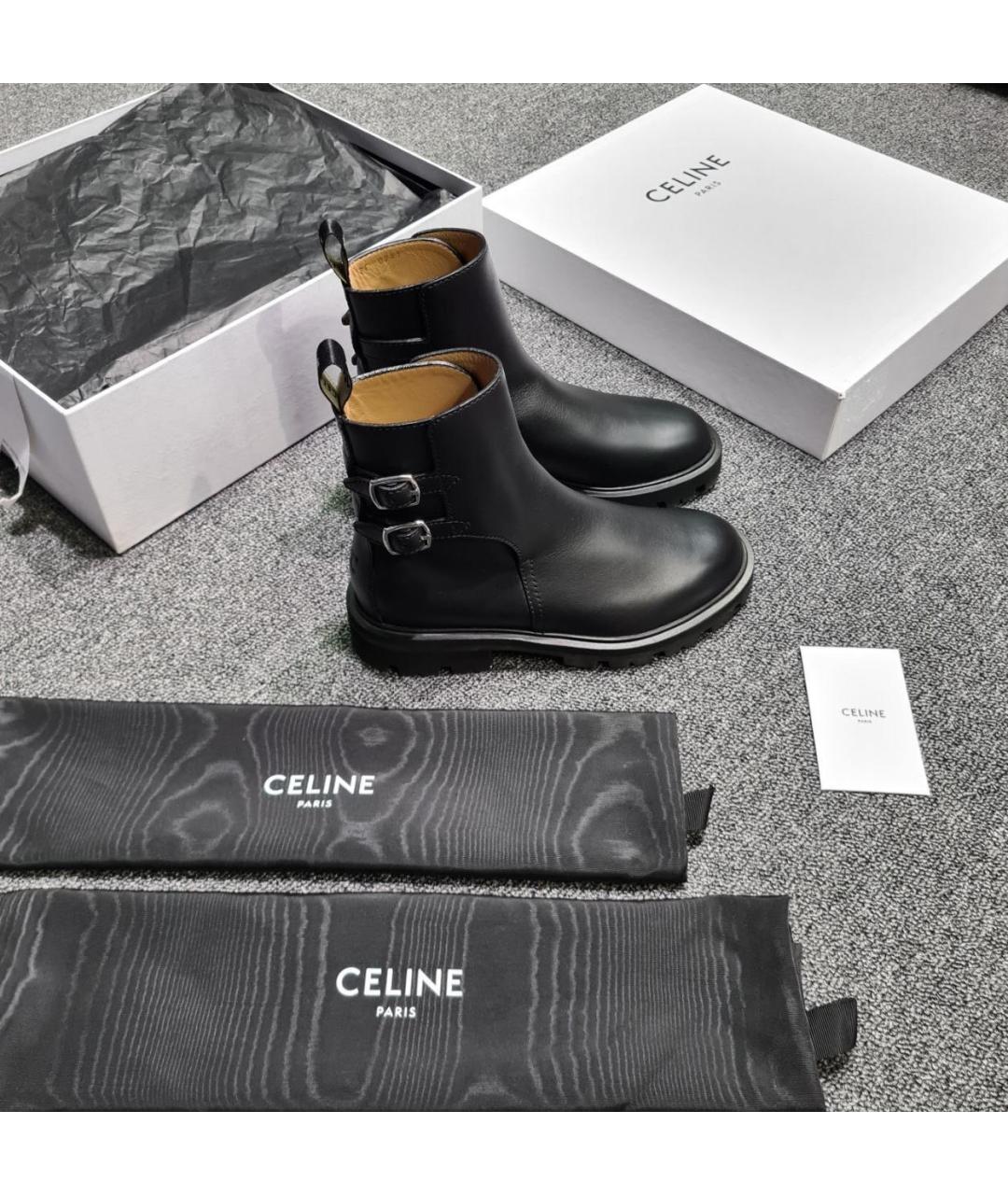CELINE Черные кожаные ботинки, фото 2