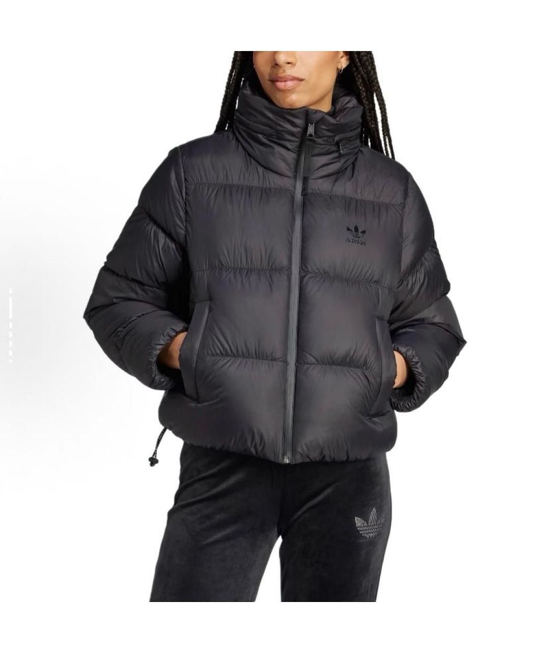 ADIDAS Черный полиамидовый пуховик, фото 4