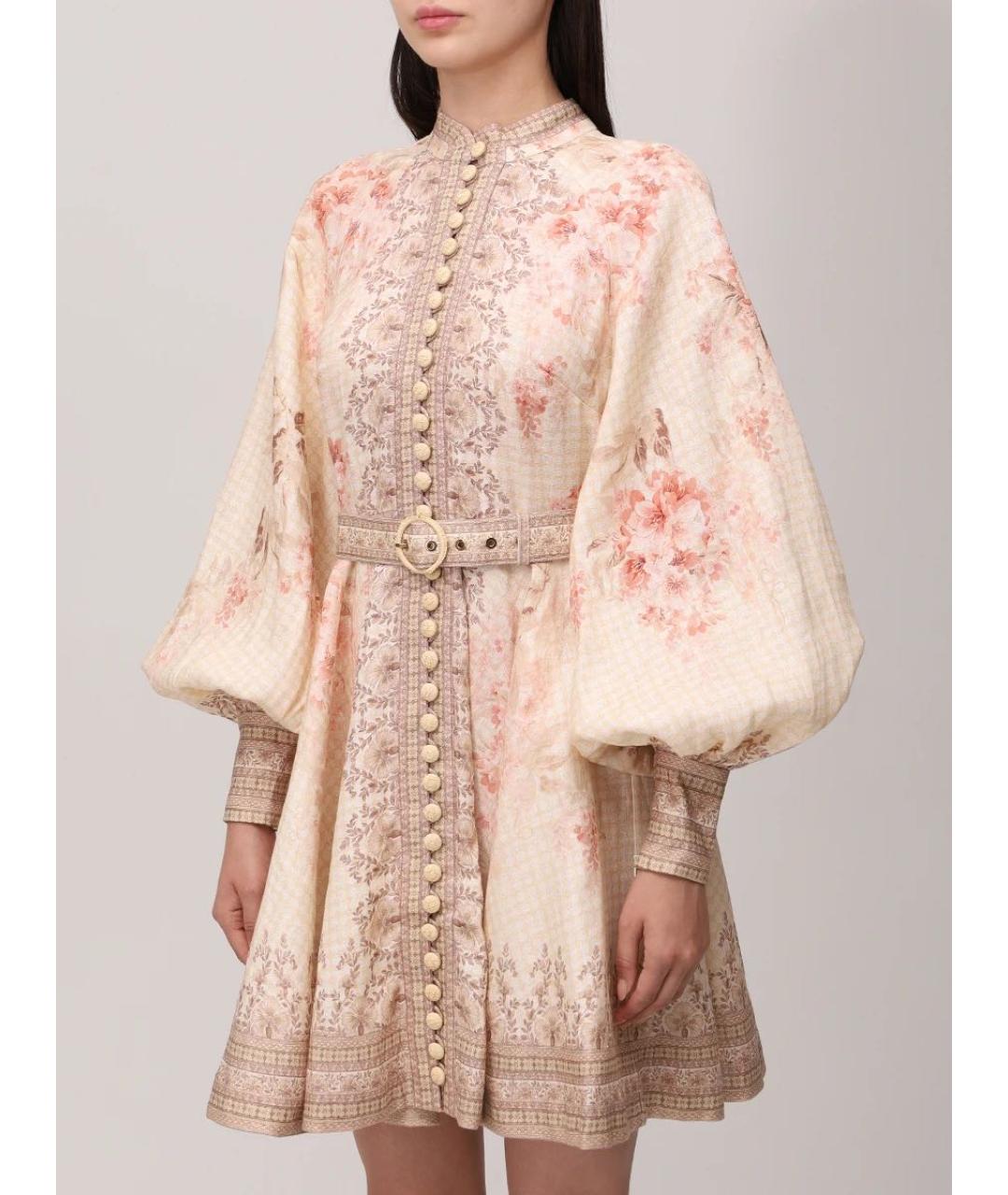 ZIMMERMANN Бежевое льняное вечернее платье, фото 4