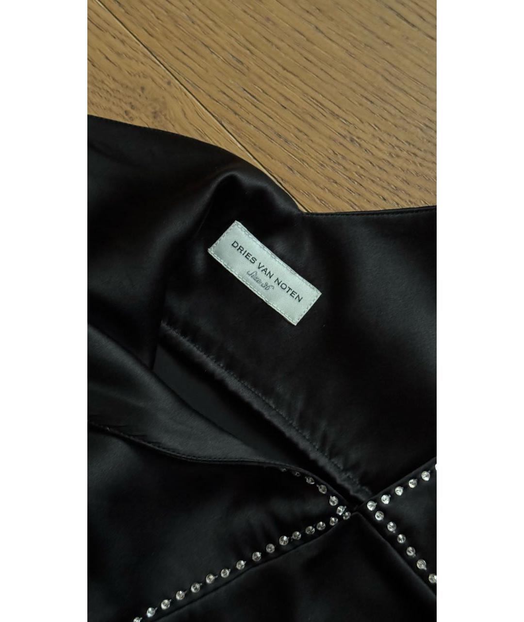 DRIES VAN NOTEN Черная шелковая майка, фото 3