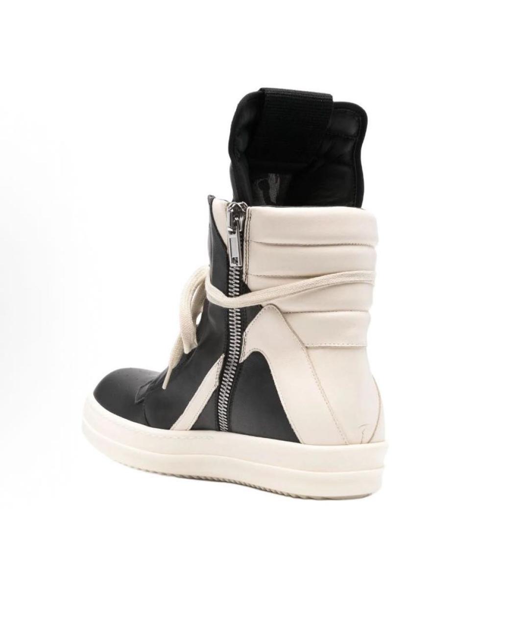 RICK OWENS Черные кожаные высокие кроссовки / кеды, фото 3