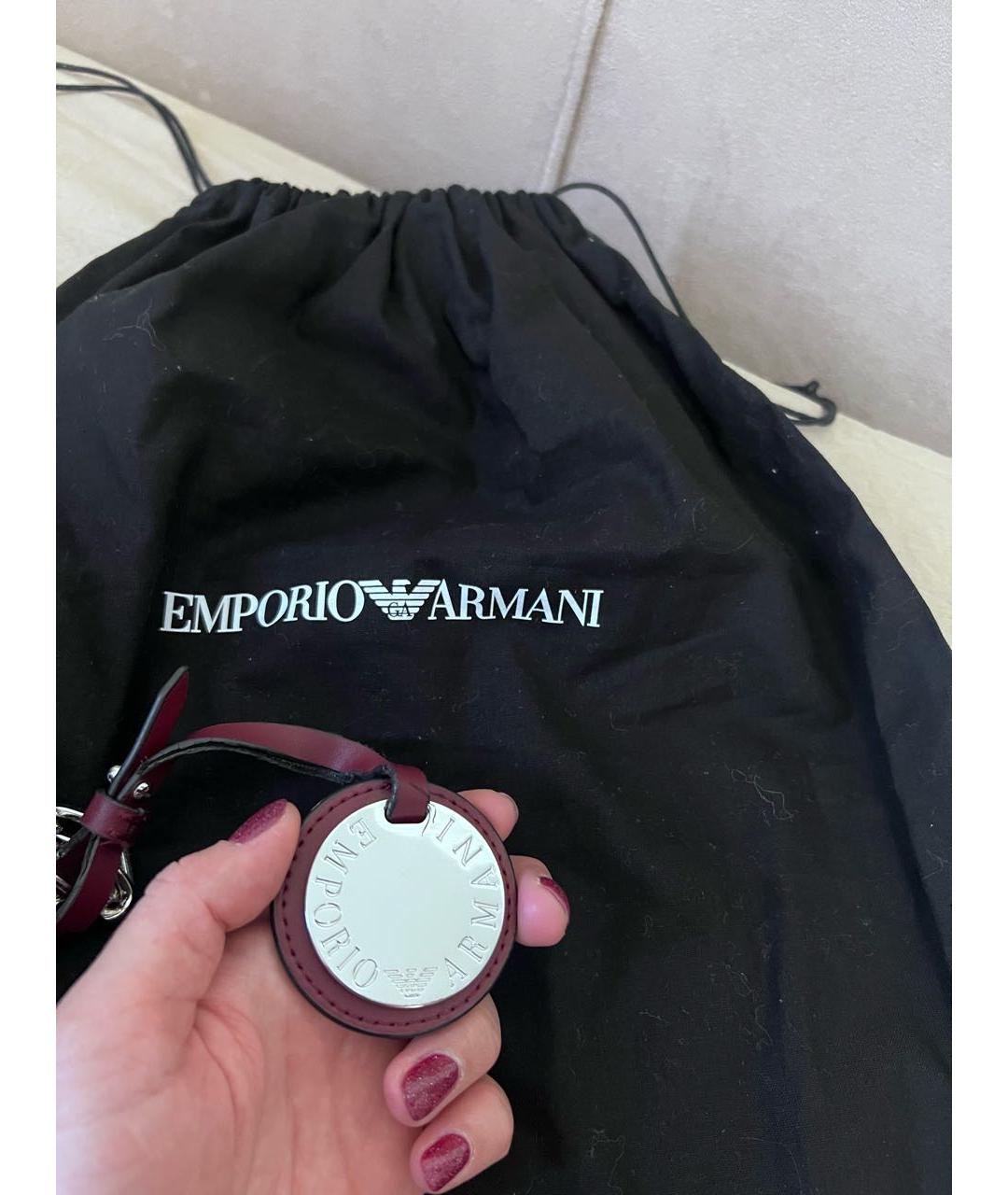 EMPORIO ARMANI Бордовая кожаная сумка через плечо, фото 5