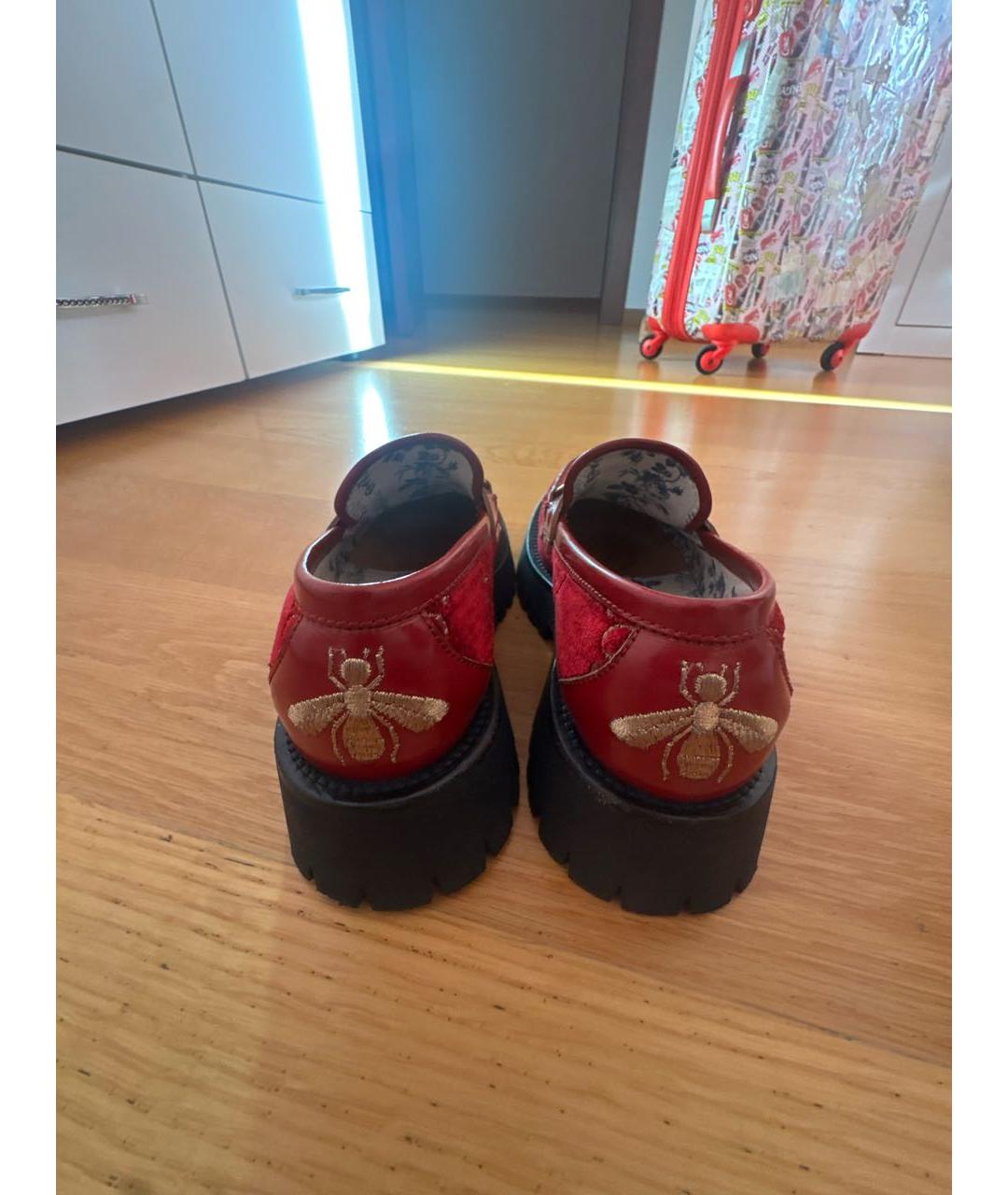GUCCI Бордовые бархатные мюли, фото 4