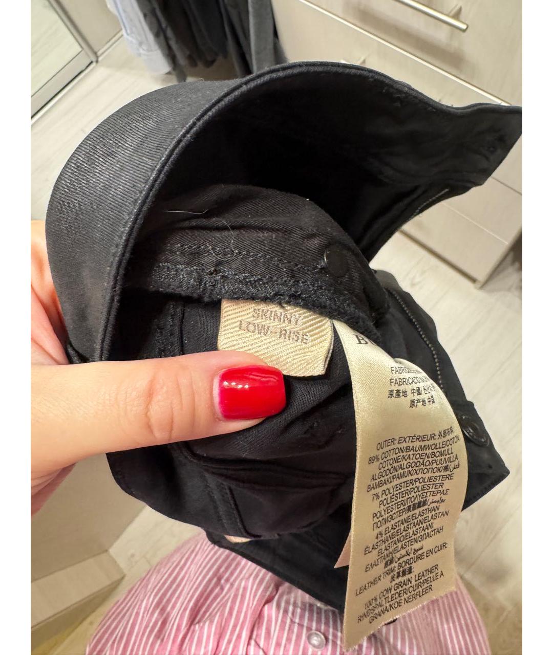 BURBERRY Черные хлопко-полиэстеровые джинсы слим, фото 5