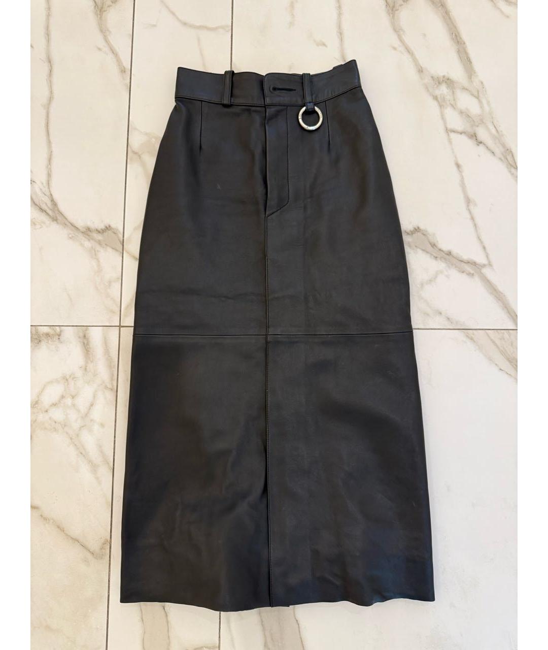 BALENCIAGA Черная кожаная юбка миди, фото 9