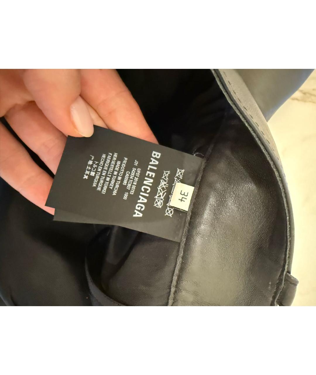 BALENCIAGA Черная кожаная юбка миди, фото 7