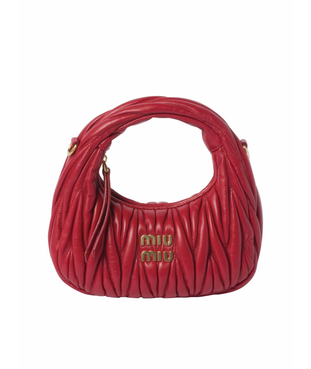 MIU MIU Красная кожаная сумка с короткими ручками, фото 6