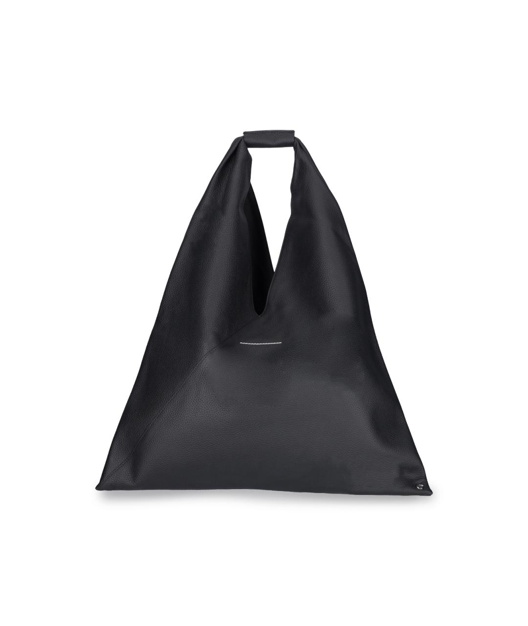 MM6 MAISON MARGIELA Черная кожаная сумка тоут, фото 3