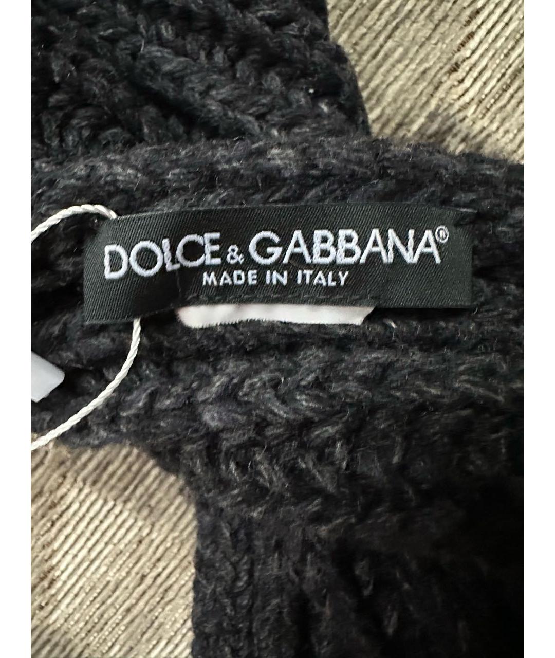 DOLCE&GABBANA Серый шерстяной шарф, фото 3
