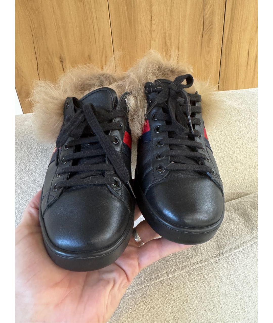 GUCCI Черные кожаные кеды, фото 2