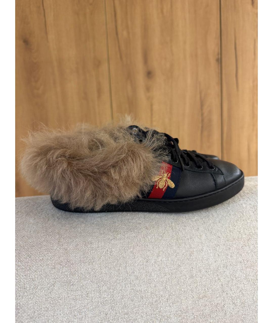 GUCCI Черные кожаные кеды, фото 5