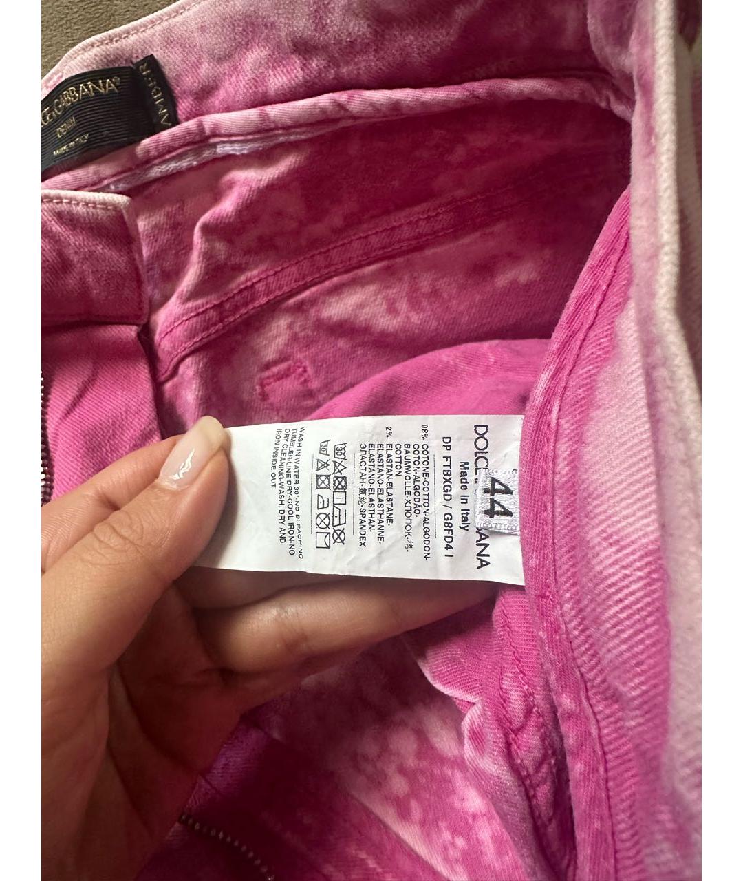 DOLCE&GABBANA Розовые хлопковые прямые джинсы, фото 8