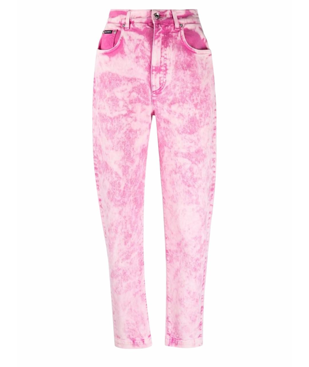 DOLCE&GABBANA Розовые хлопковые прямые джинсы, фото 1