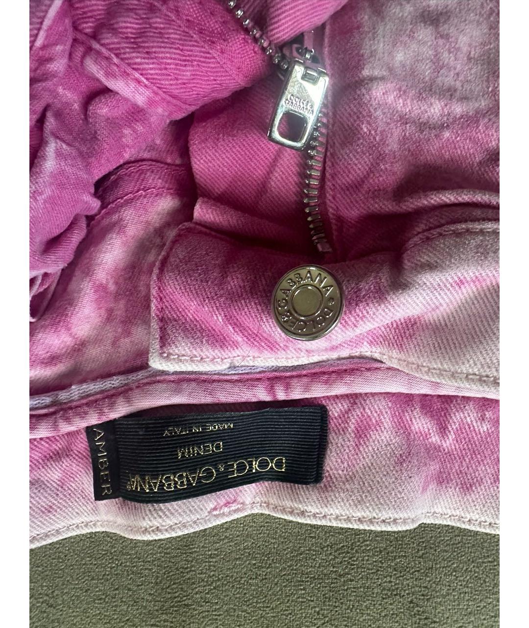 DOLCE&GABBANA Розовые хлопковые прямые джинсы, фото 3