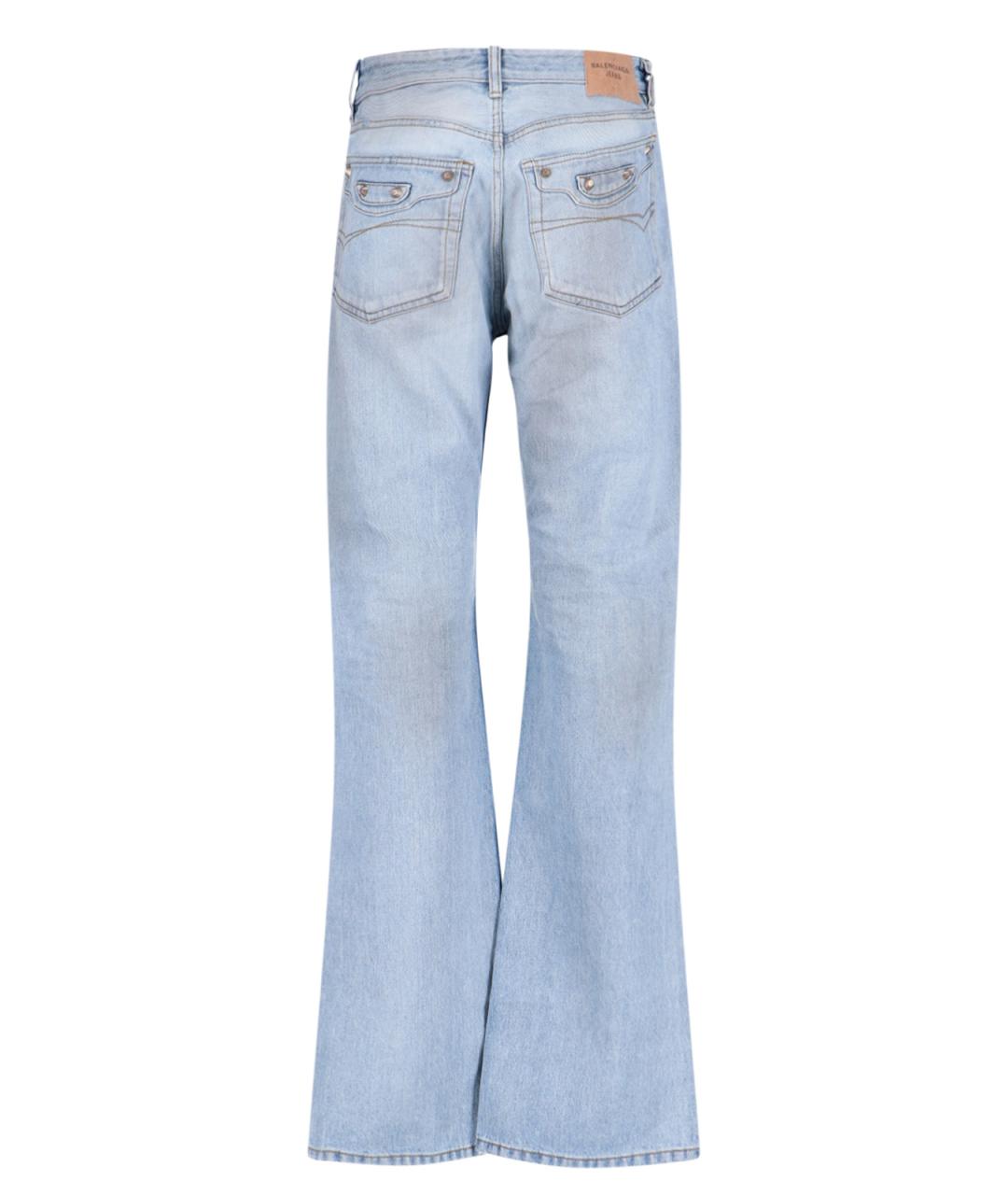 BALENCIAGA Голубые хлопковые прямые джинсы, фото 2