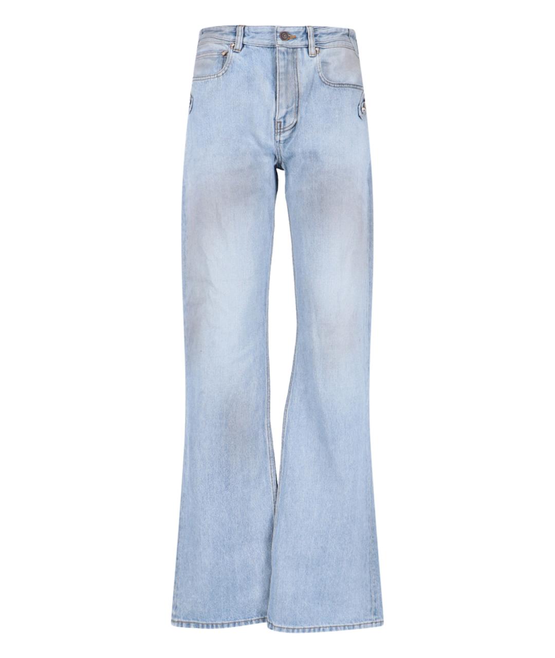 BALENCIAGA Голубые хлопковые прямые джинсы, фото 1