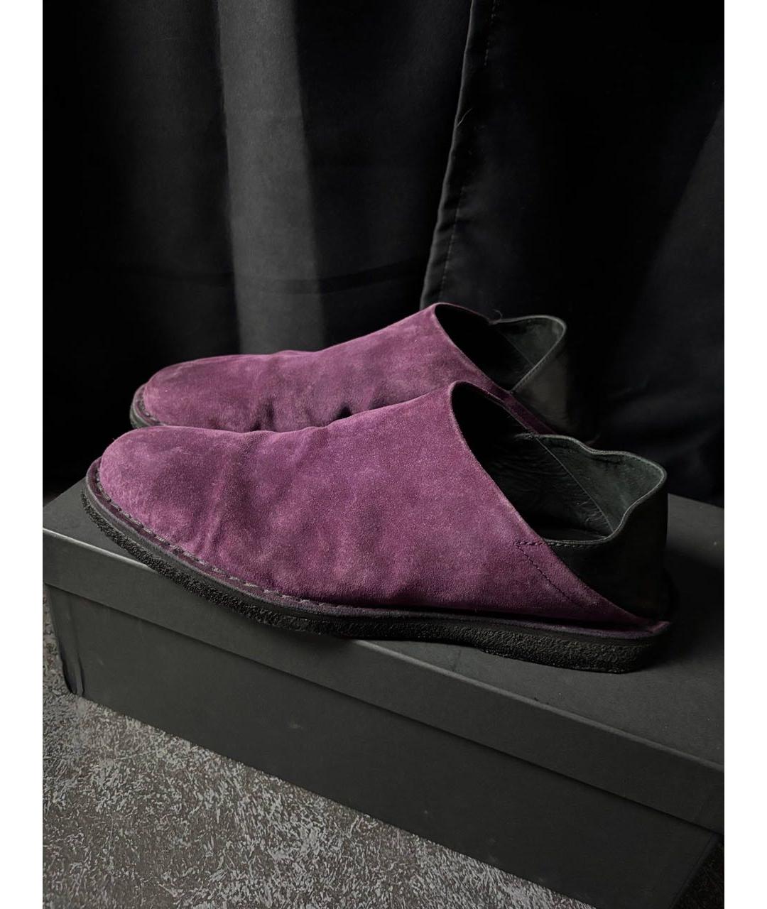 ANN DEMEULEMEESTER Фиолетовые нубуковые туфли, фото 2