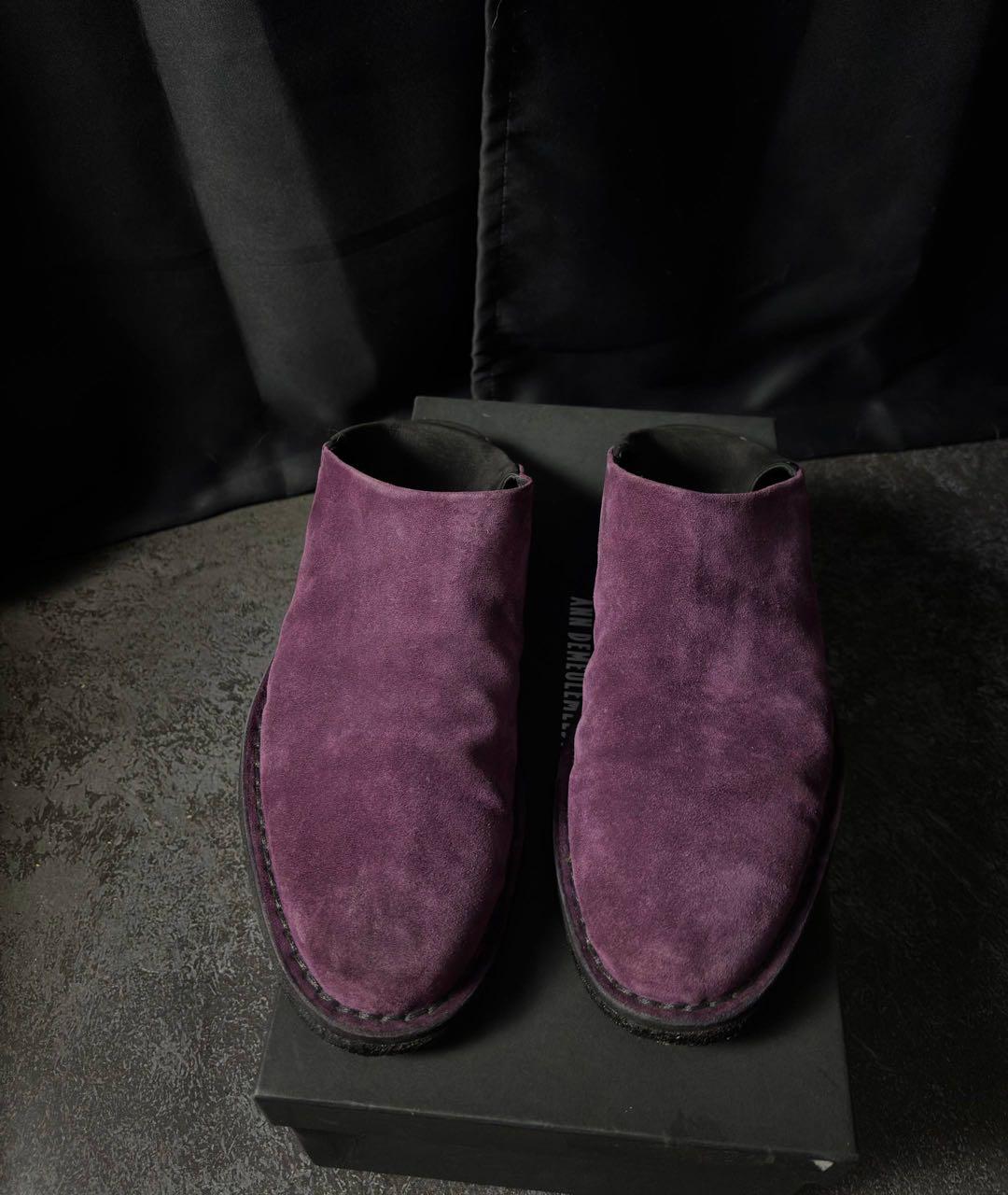 ANN DEMEULEMEESTER Фиолетовые нубуковые туфли, фото 4